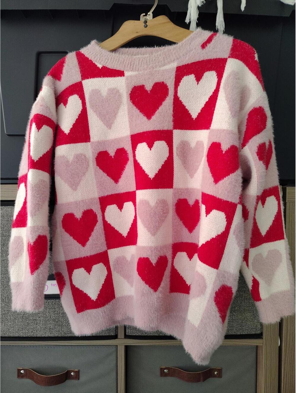 Goodnight Macaroon Sweater Heart Print Comfy M/L Women's